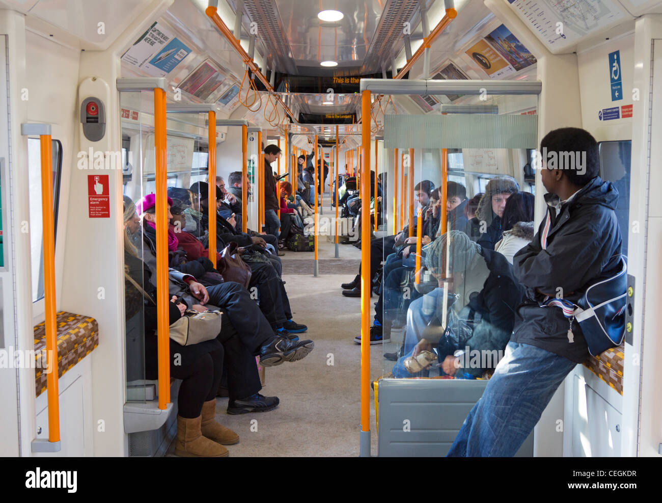 London Overground Train Interior Stock Photo