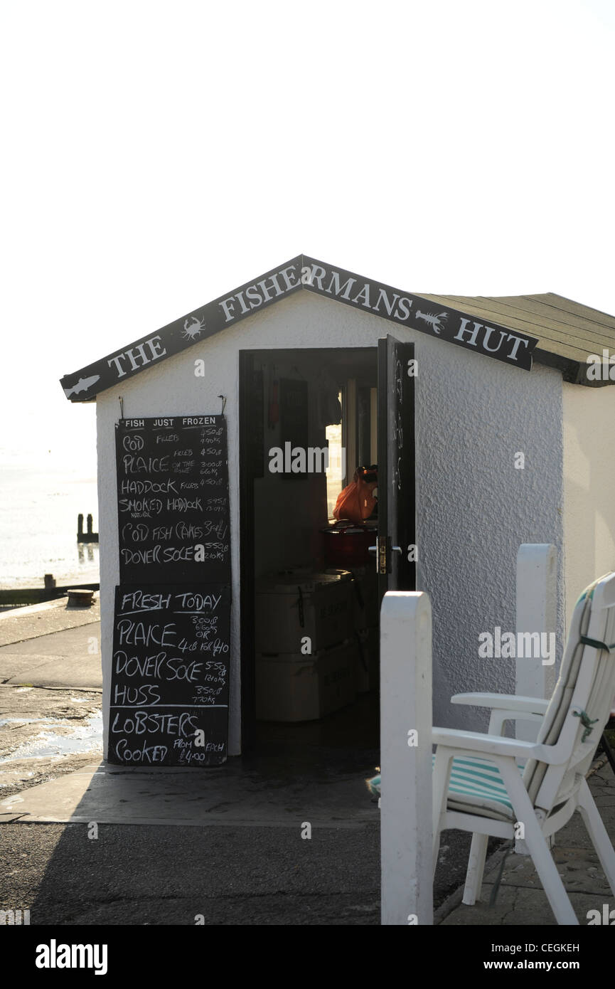 East Wittering Beach The Fishermans Hut selling fresh seafood Stock