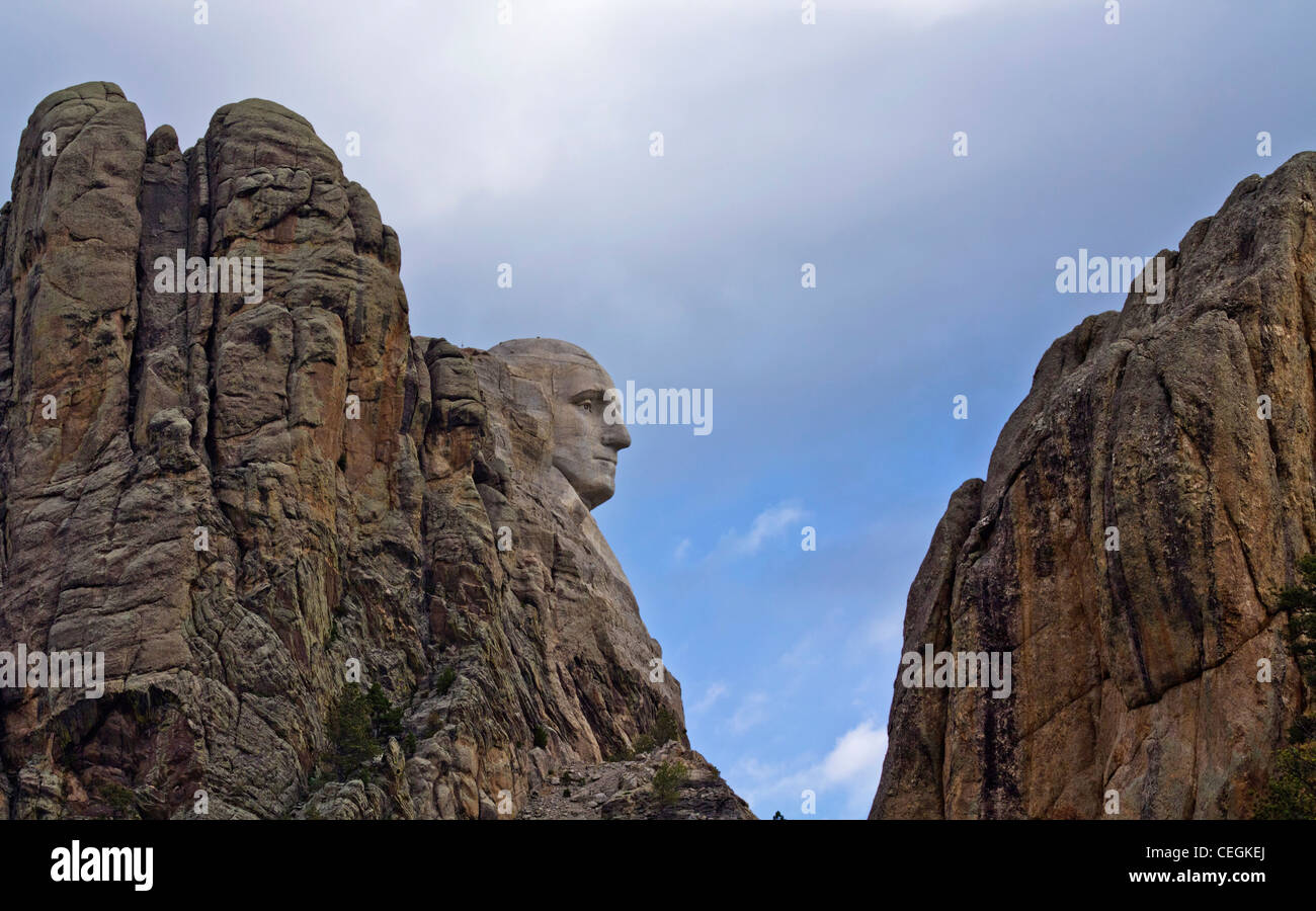 Mount Rushmore American Black Hills South Dakota in USA National Memorial sculpture with US President George Washington face United States hi-res Stock Photo
