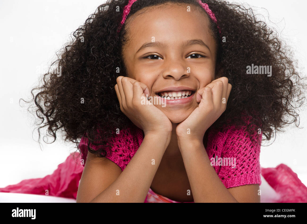 Adorable Smiling Cute Little Girl Aged 5 First Grader African