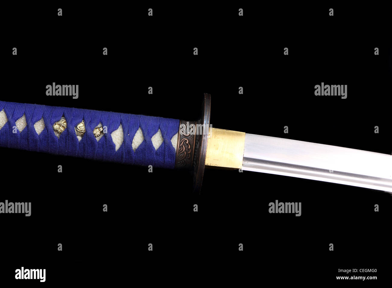 Samurai Sword Handle and Blade isolated on black Stock Photo Alamy