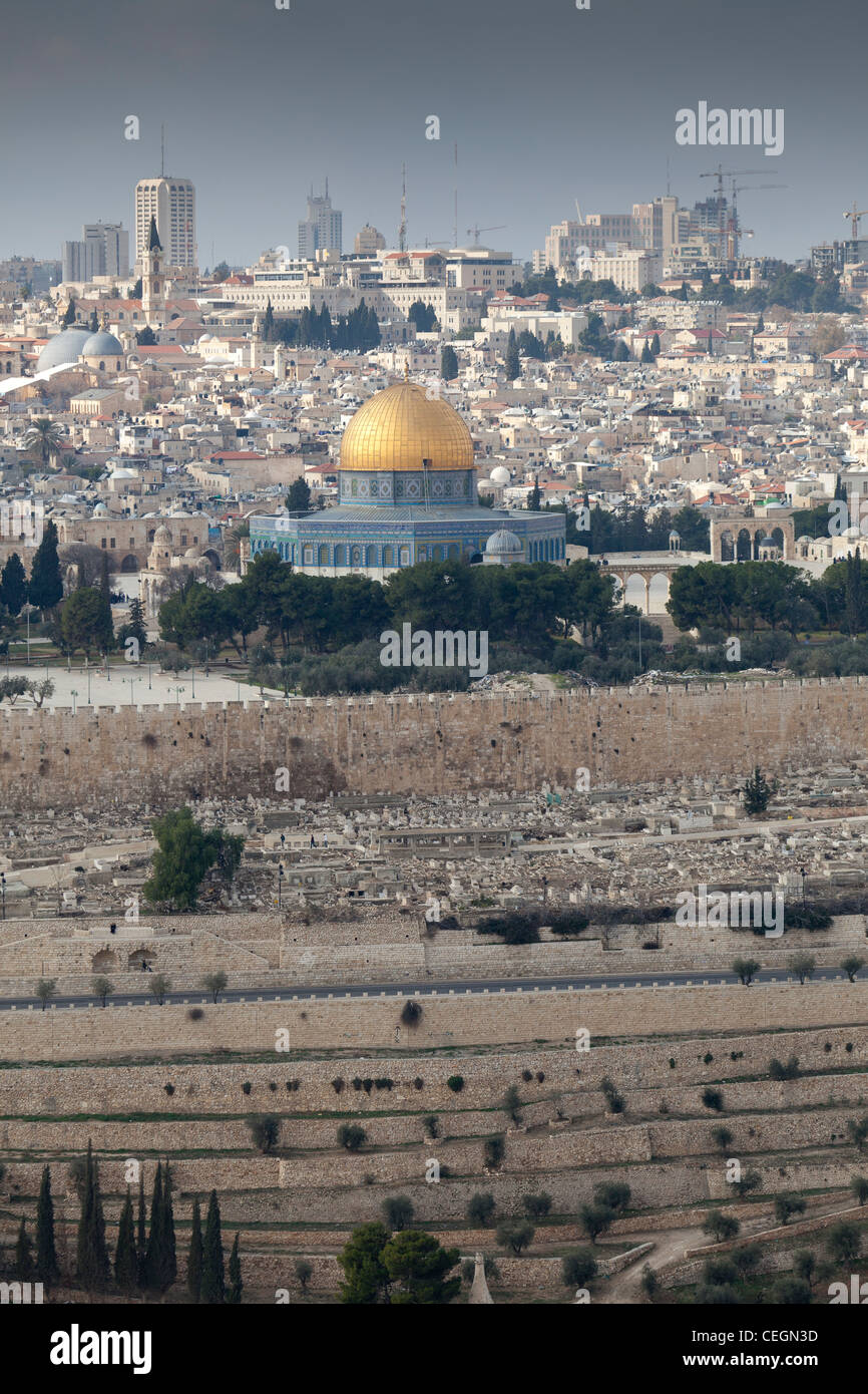 A view over the Old City of Jerusalem from the Mount of Olives Stock ...
