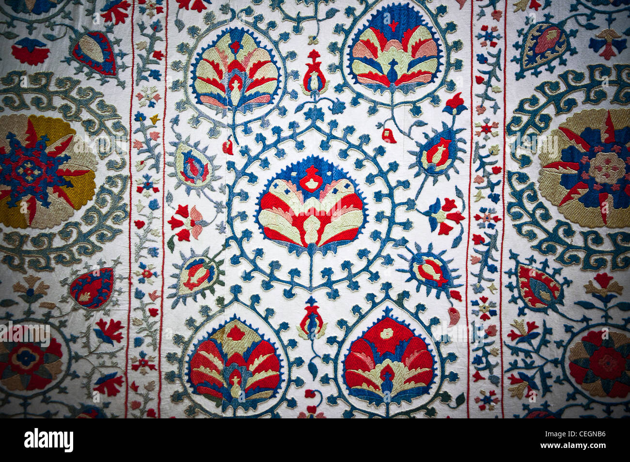Detail from Turkish fabric with traditional floral designs Stock Photo