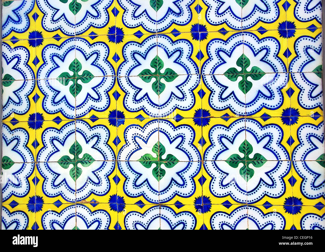 Portuguese tiles in old wall Stock Photo Alamy