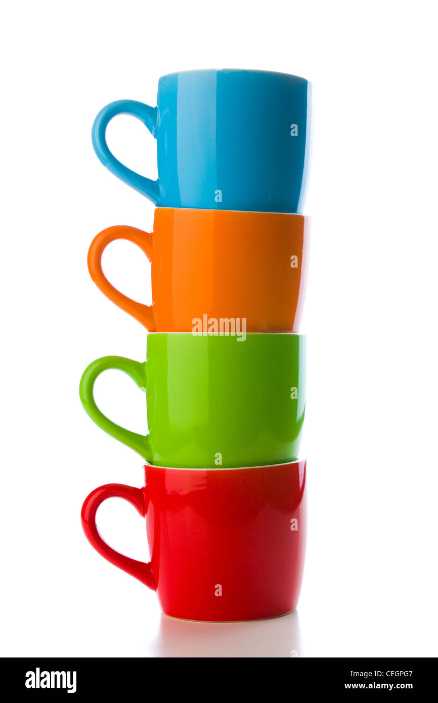the pile of colorful ceramic mugs Stock Photo Alamy