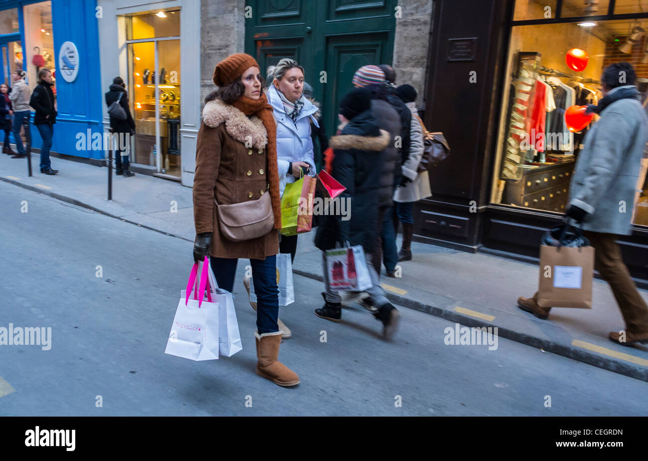 Paris, France, Teenagers Girls Shopping, Carrying Shopping Bags on