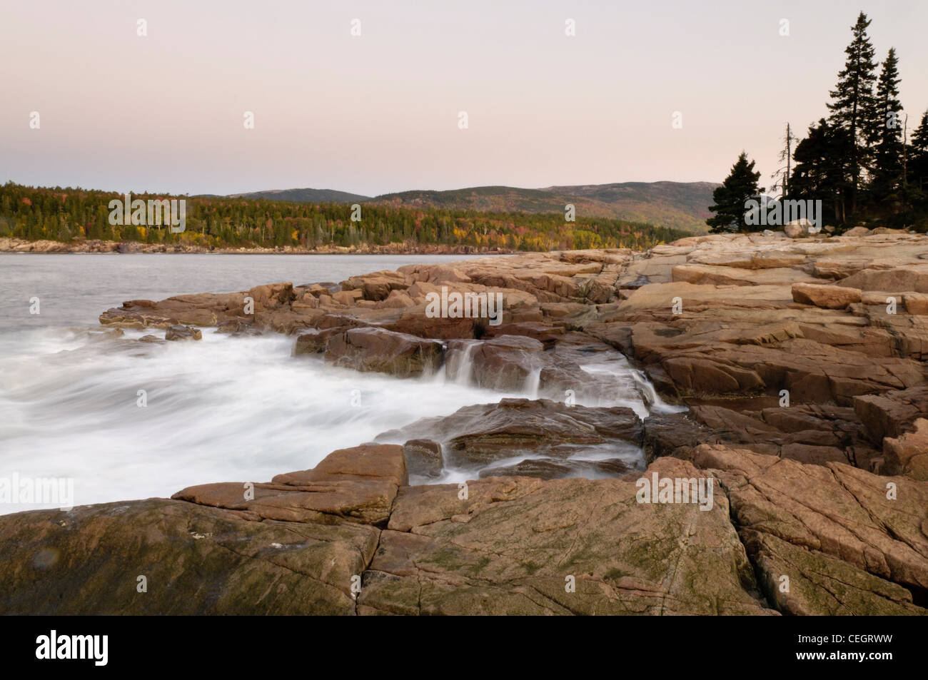 Otter Cove rocks at sunrise, Acadia National Park, Bar Harbor, Maine
