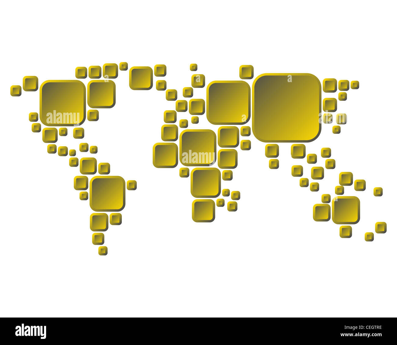 Gold world map Cut Out Stock Images & Pictures - Alamy