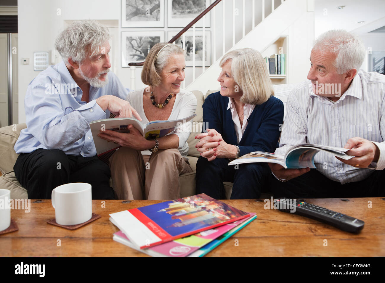 Senior friends planning holiday Stock Photo Alamy