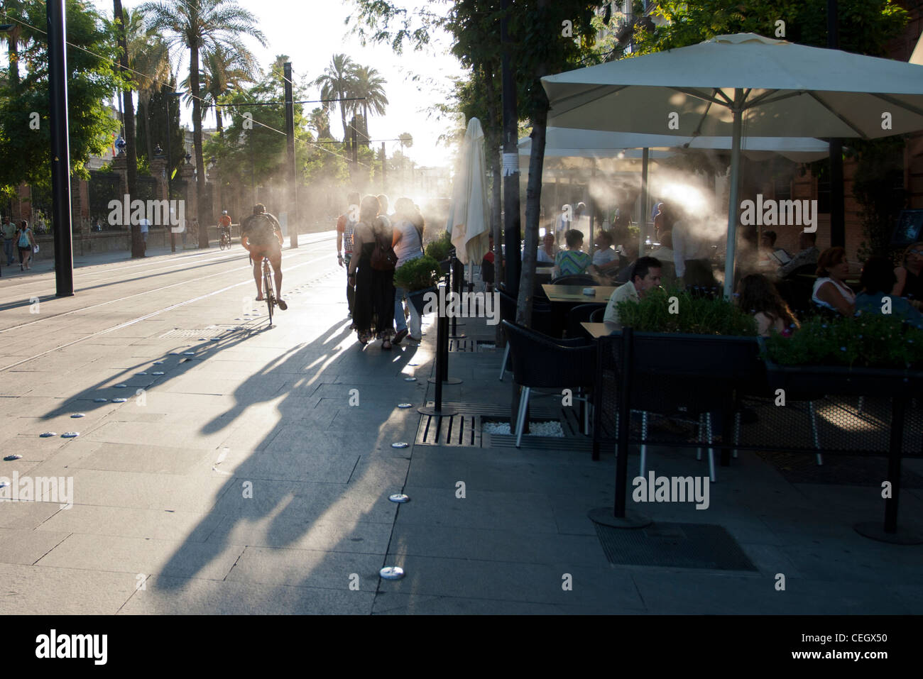 Water spray is used in some Spanish restaurants and cafés to cool down