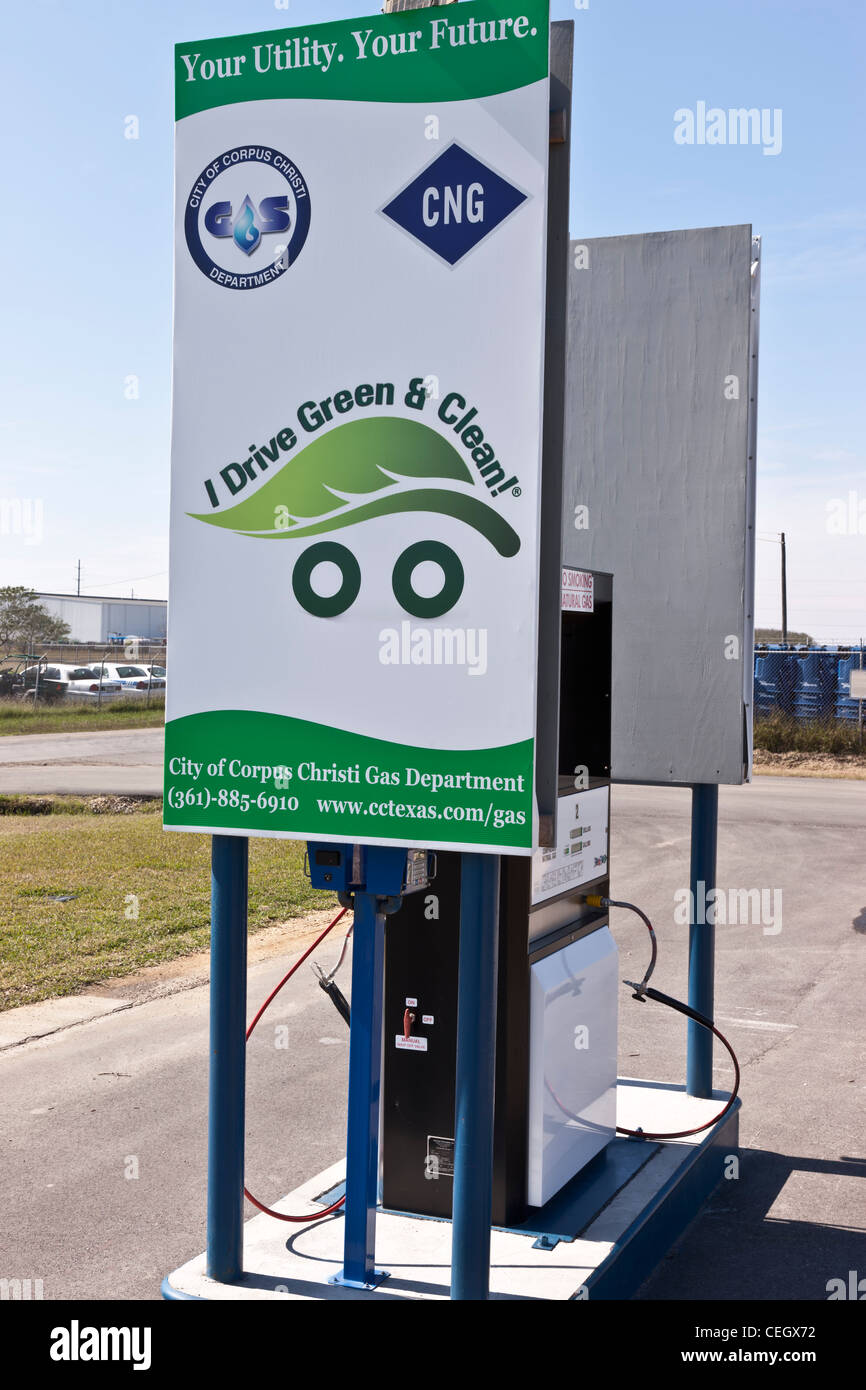 Compressed natural gas service station, fuel pump. Stock Photo