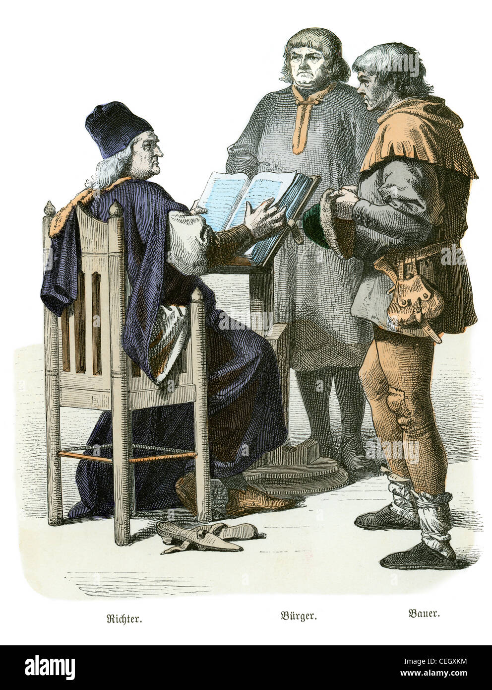 A Judge, Burgermeister and Builder from Germany in the first half of the 15th century Stock Photo