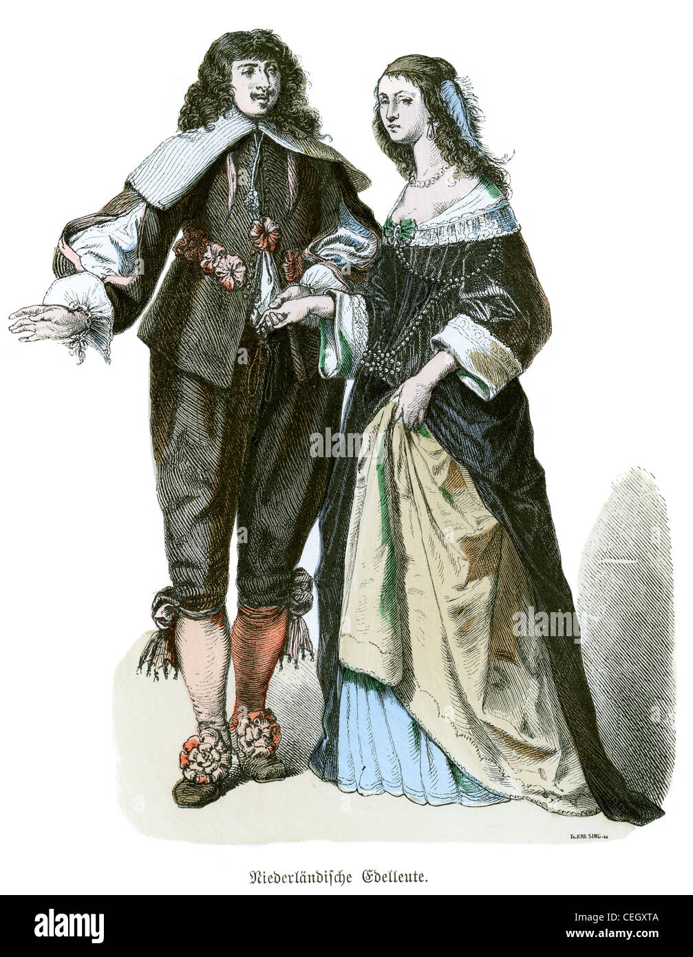 A dutch noble man and woman in the fashion of the 17th century Stock Photo