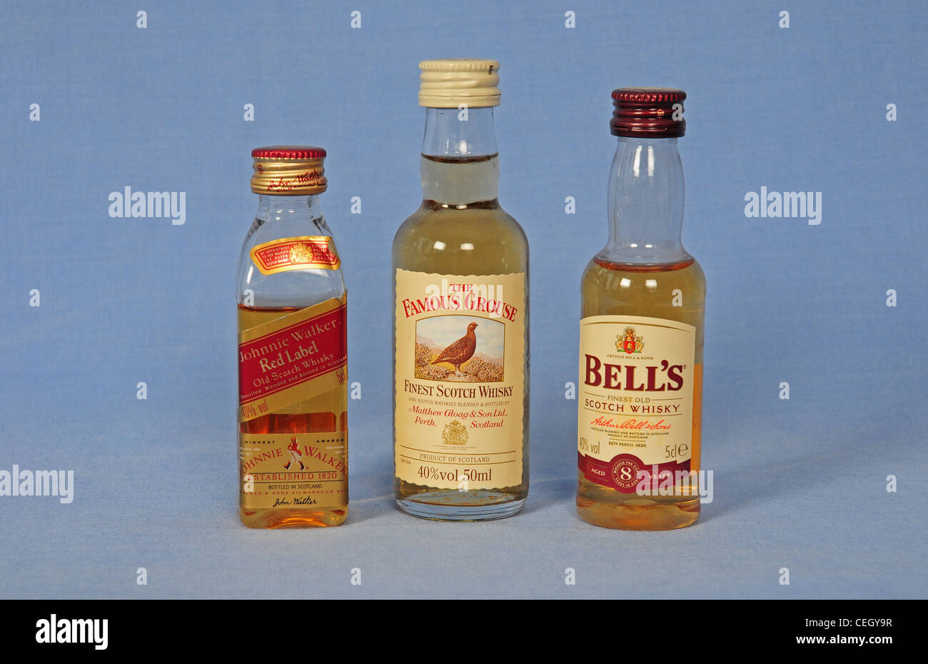 Miniature whisky bottles Stock Photo Alamy