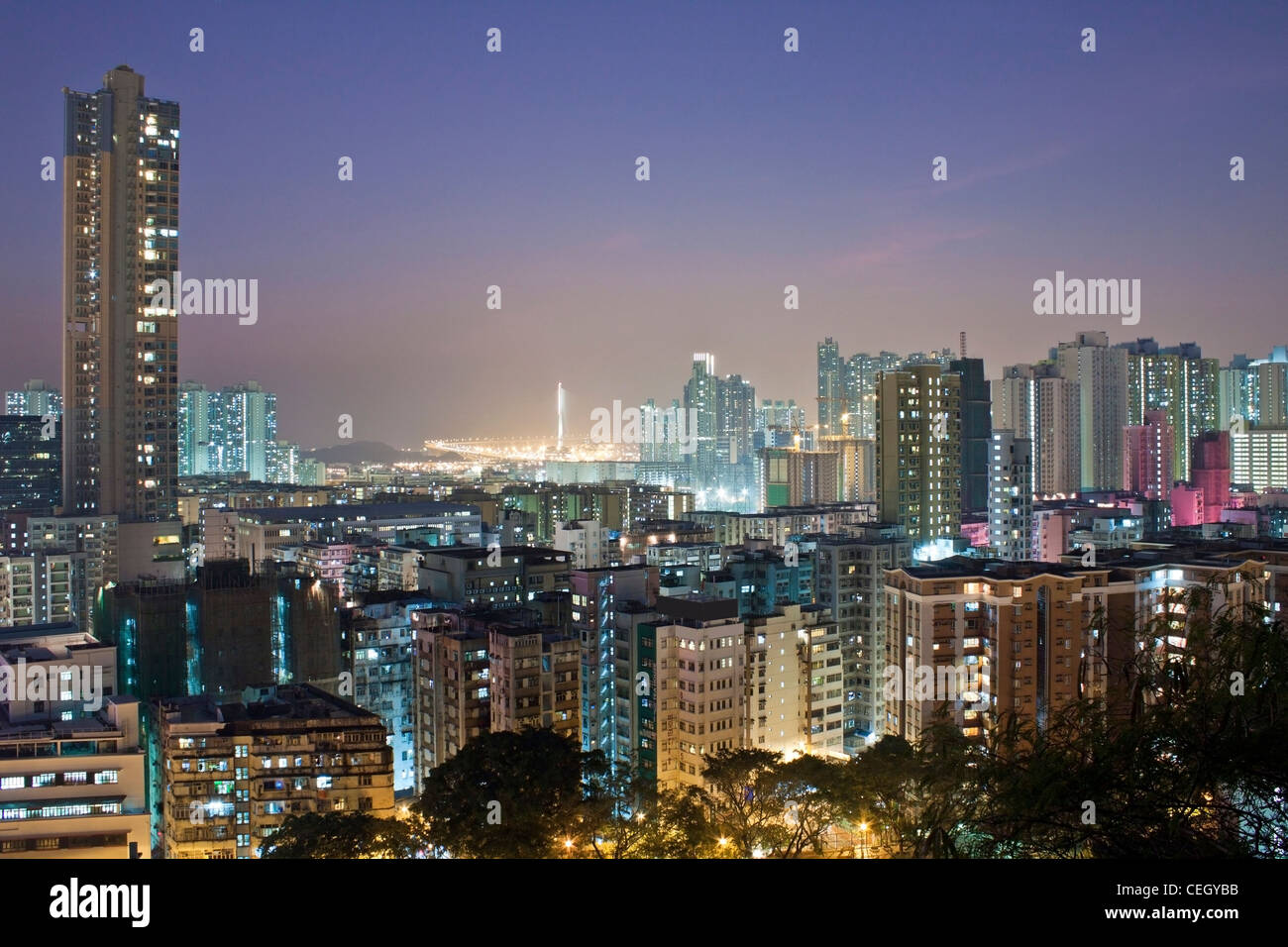 Hong Kong downtown at night Stock Photo - Alamy