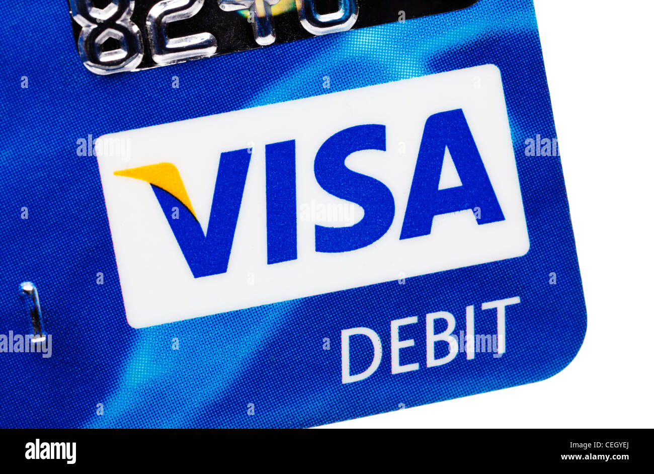 Visa debit card logo close up Stock Photo