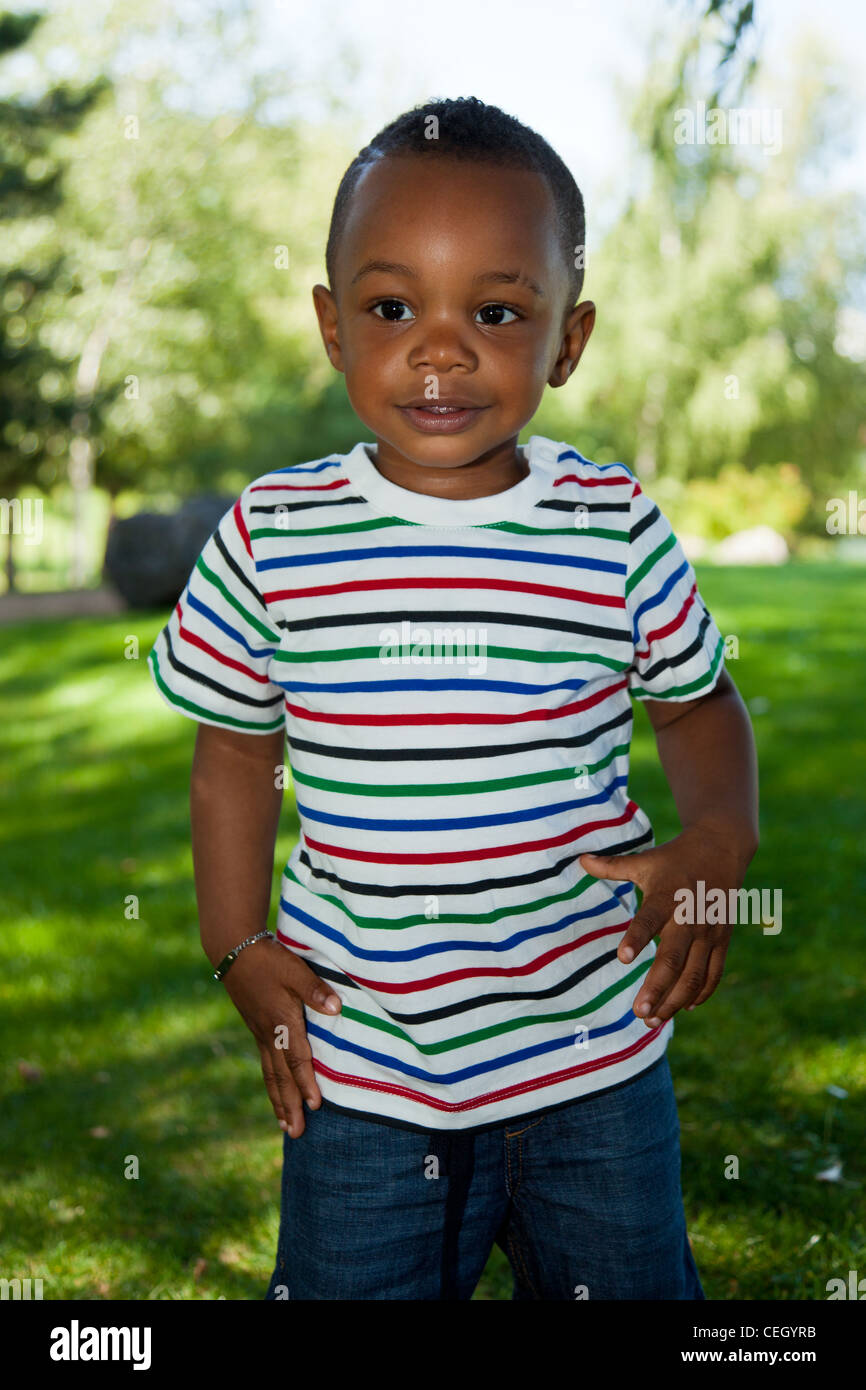 Cute little african american baby boy playing at park Stock Photo ...