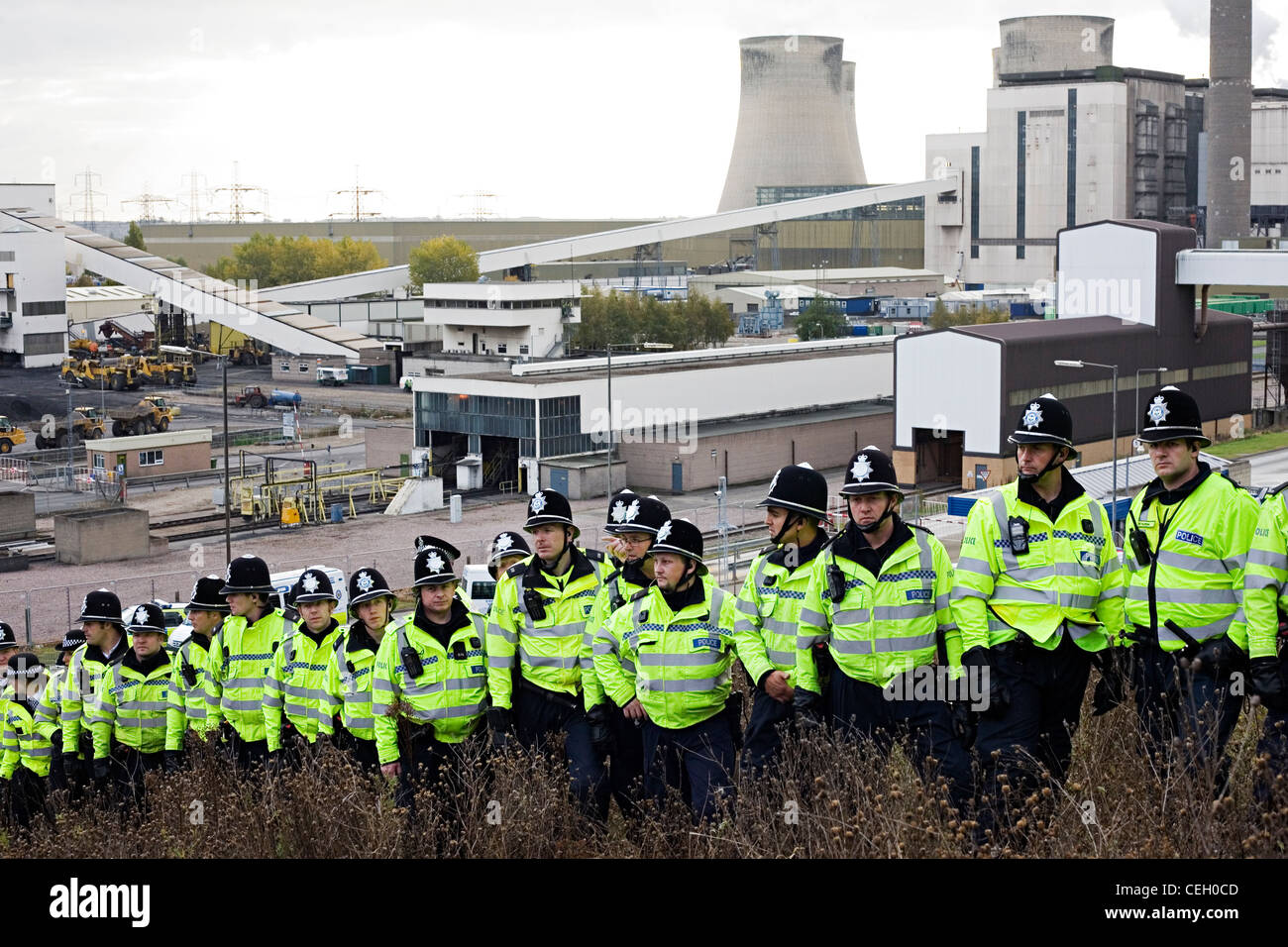 Police Officers forming a Kettle at Ratcliffe on Soar Power Station