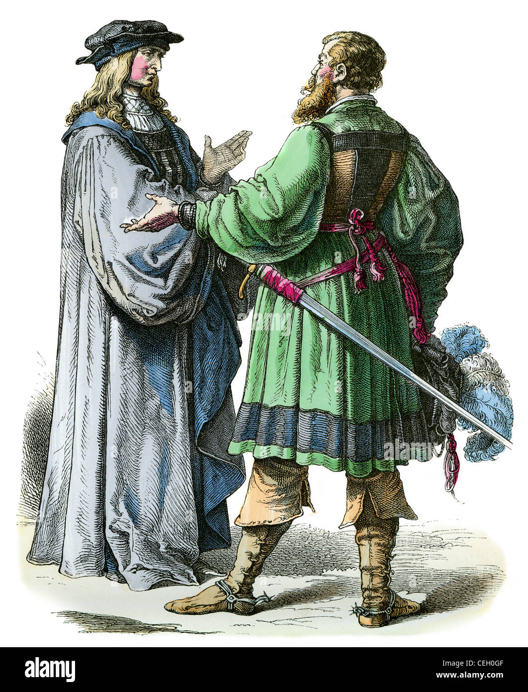 A German knight and magistrate from the 16th century in traditional dress Stock Photo