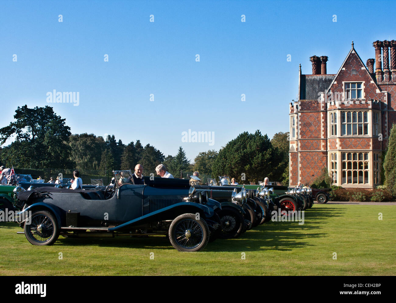 2 litre Lagonda vintage cars lined up at a meeting of the Lagonda Club