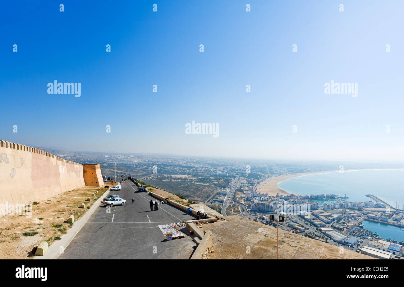 View over Agadir from the old Kasbah, Morocco, North Africa Stock Photo