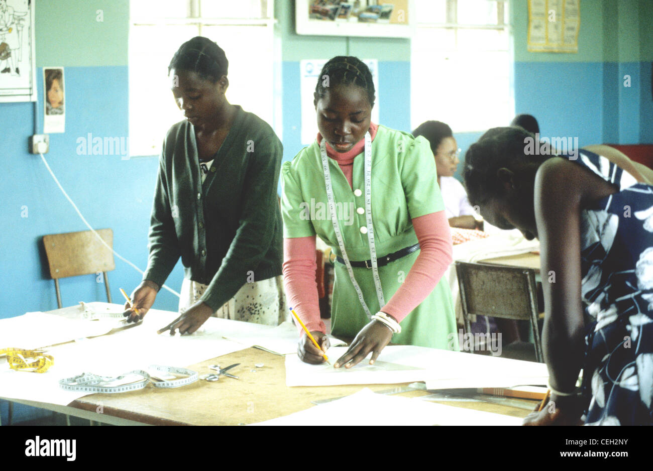 Dress making skills are thought in a Zambian school Stock Photo