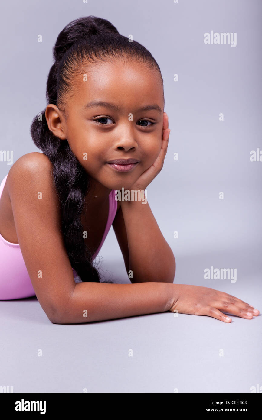 Portrait of a cute little African American girl smiling Stock Photo - Alamy