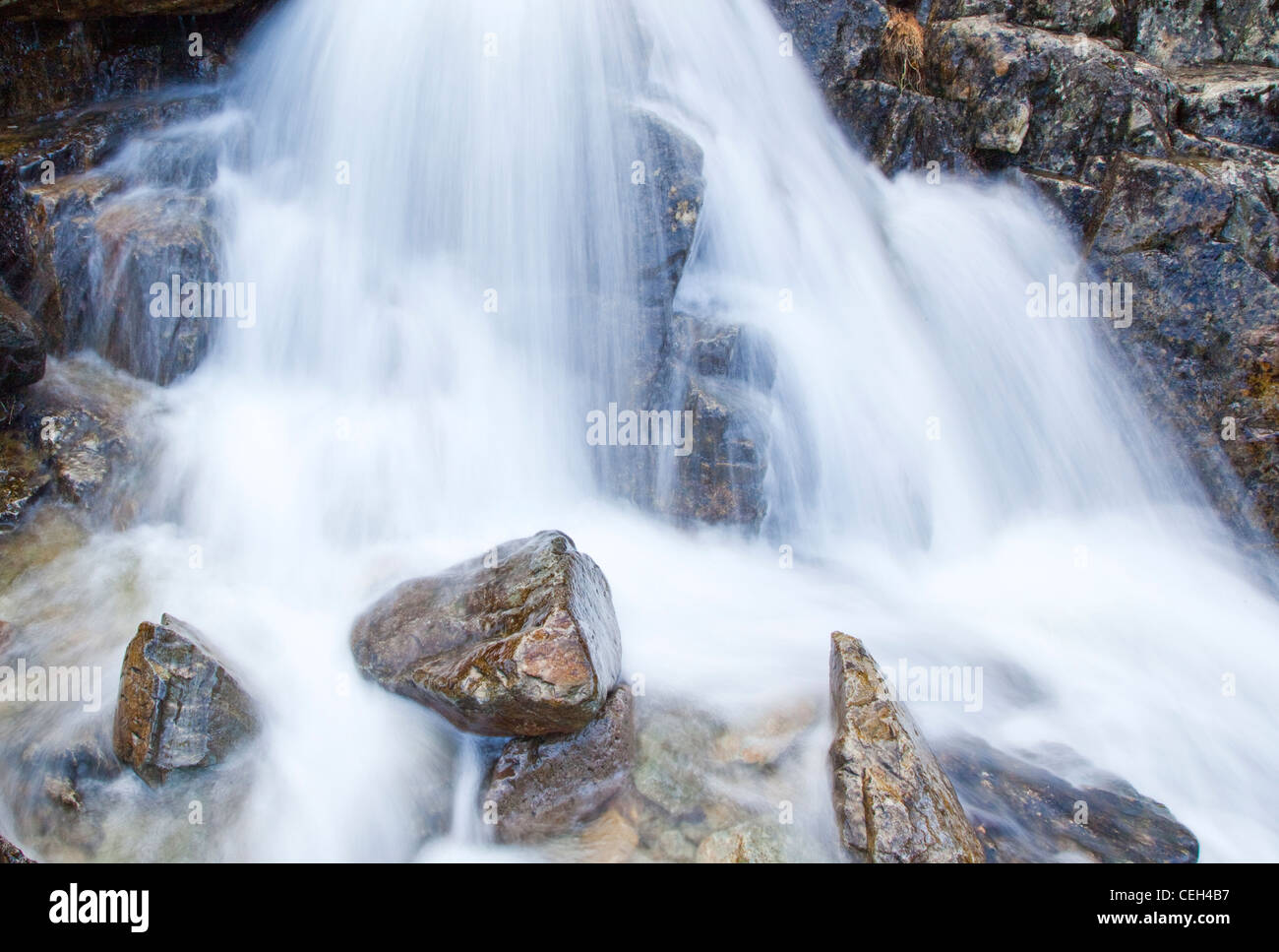 Close up, Angle Tarn Water Falls, January, Hartsop, Patterdale area, Lake District National Park, North East Lake District Cumbr Stock Photo