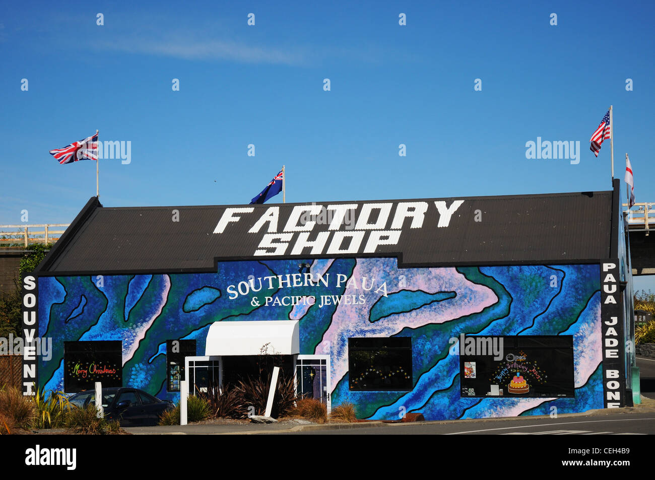 A Paua Shell shop in kaikoura New Zealand Stock Photo