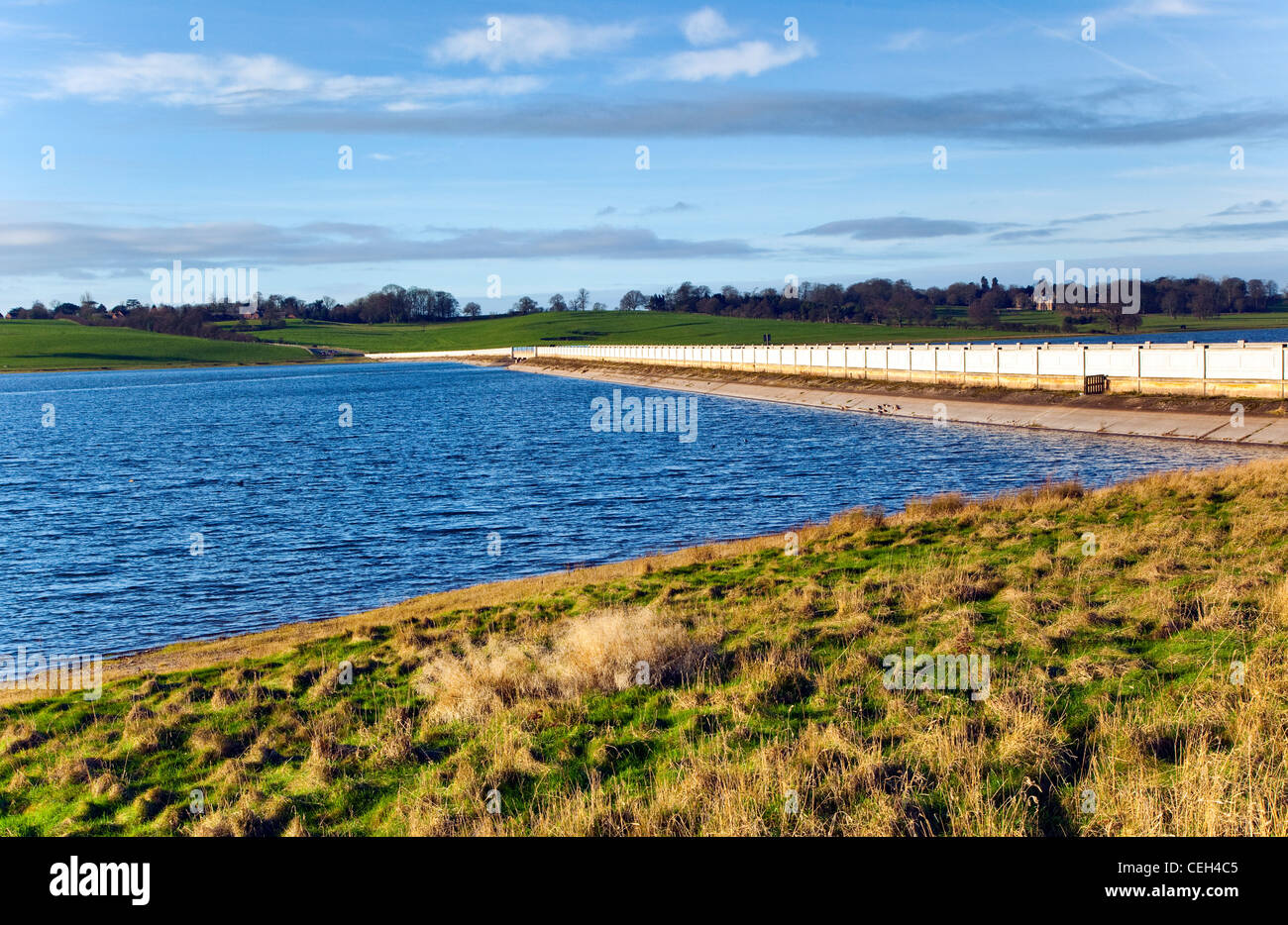 Causeway road through the centre of Blithfield Reservoir at Admaston