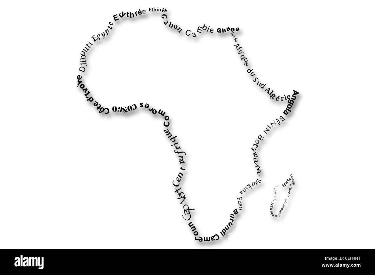 Typograhpy Illustration of africa map Stock Photo