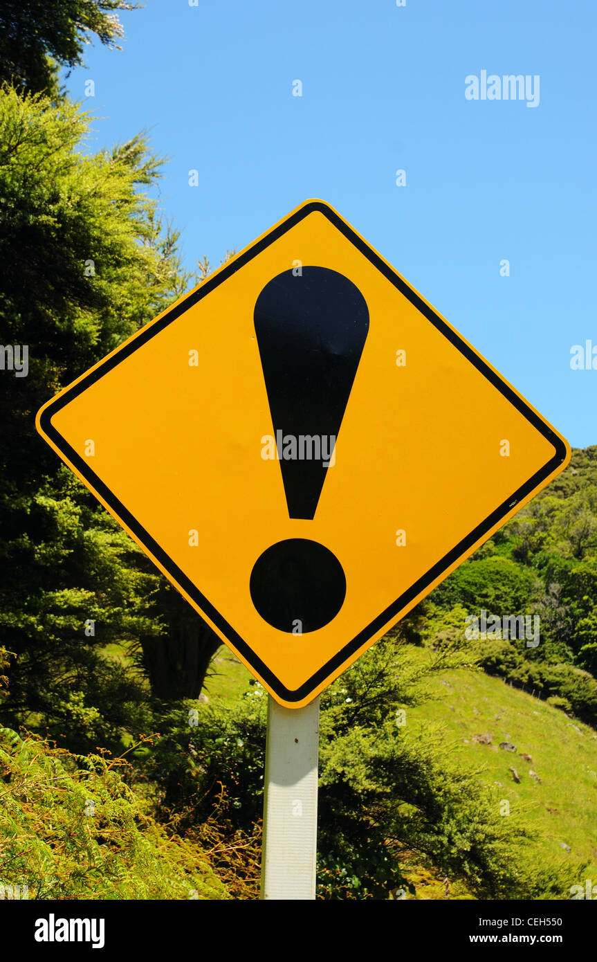 An exclamation mark roadsign Stock Photo Alamy