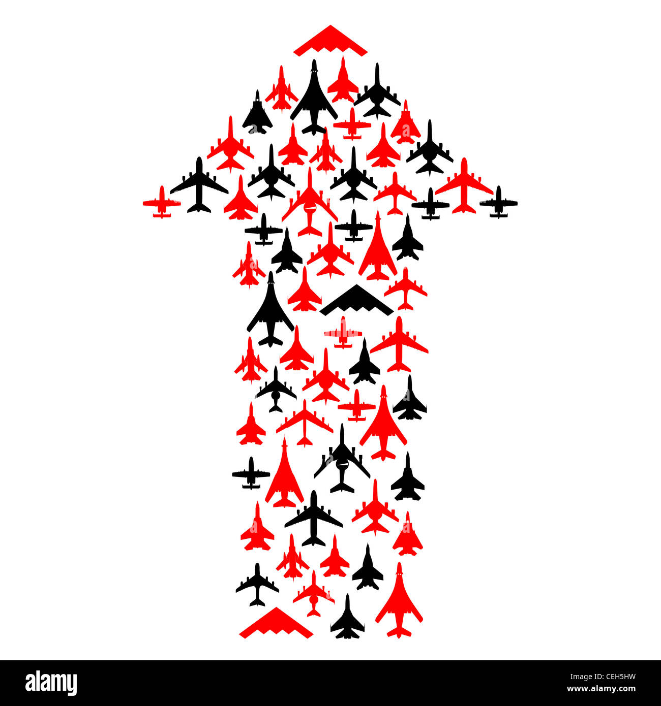 Arrow of aircraft flying in one direction Stock Photo Alamy