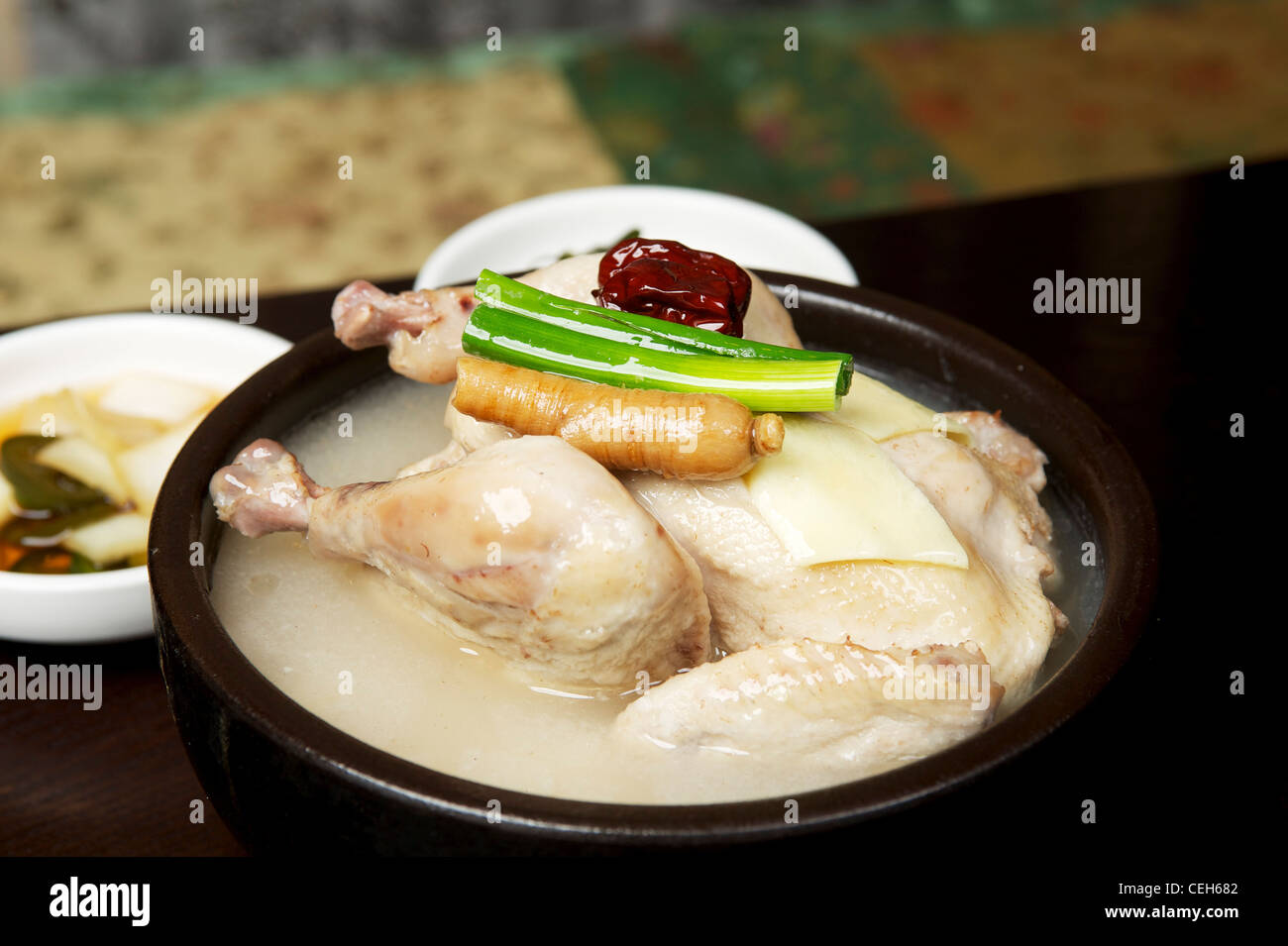 Korean Chicken soup whole chicken Stock Photo Alamy