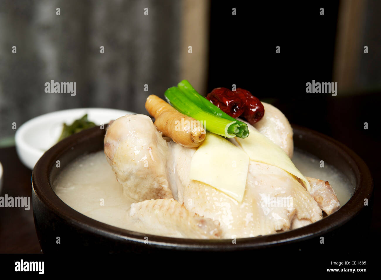Korean Chicken soup with whole chicken Stock Photo Alamy