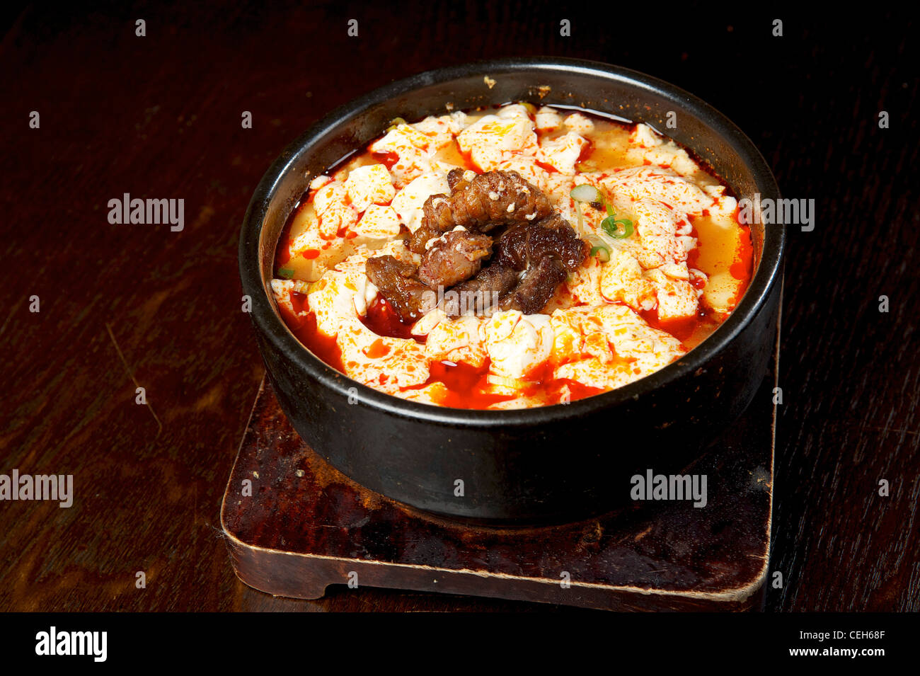 Korean kim chi (kimchi) with tofu and beef Stock Photo