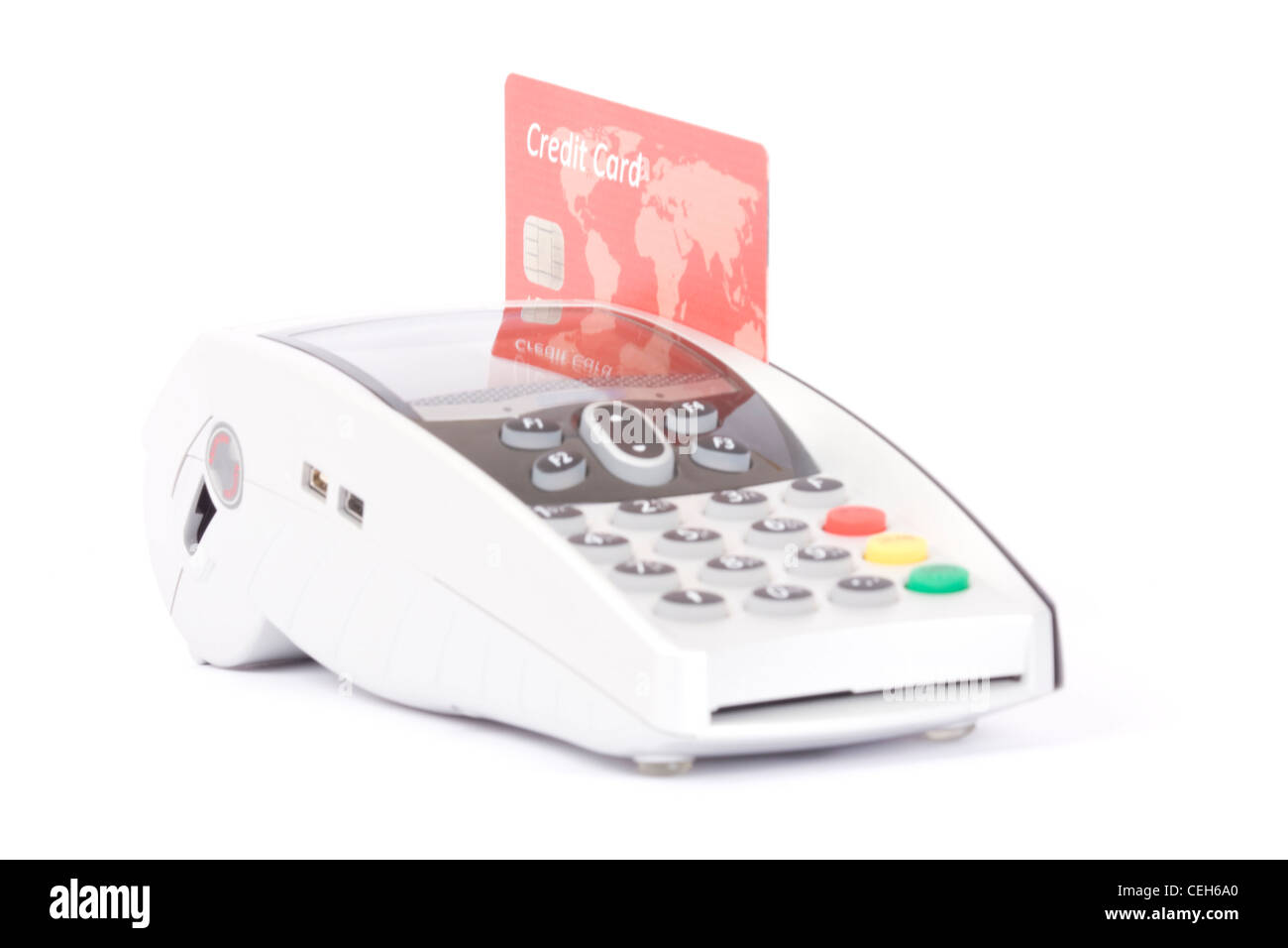 bank terminal and credit card isolated on white Stock Photo - Alamy