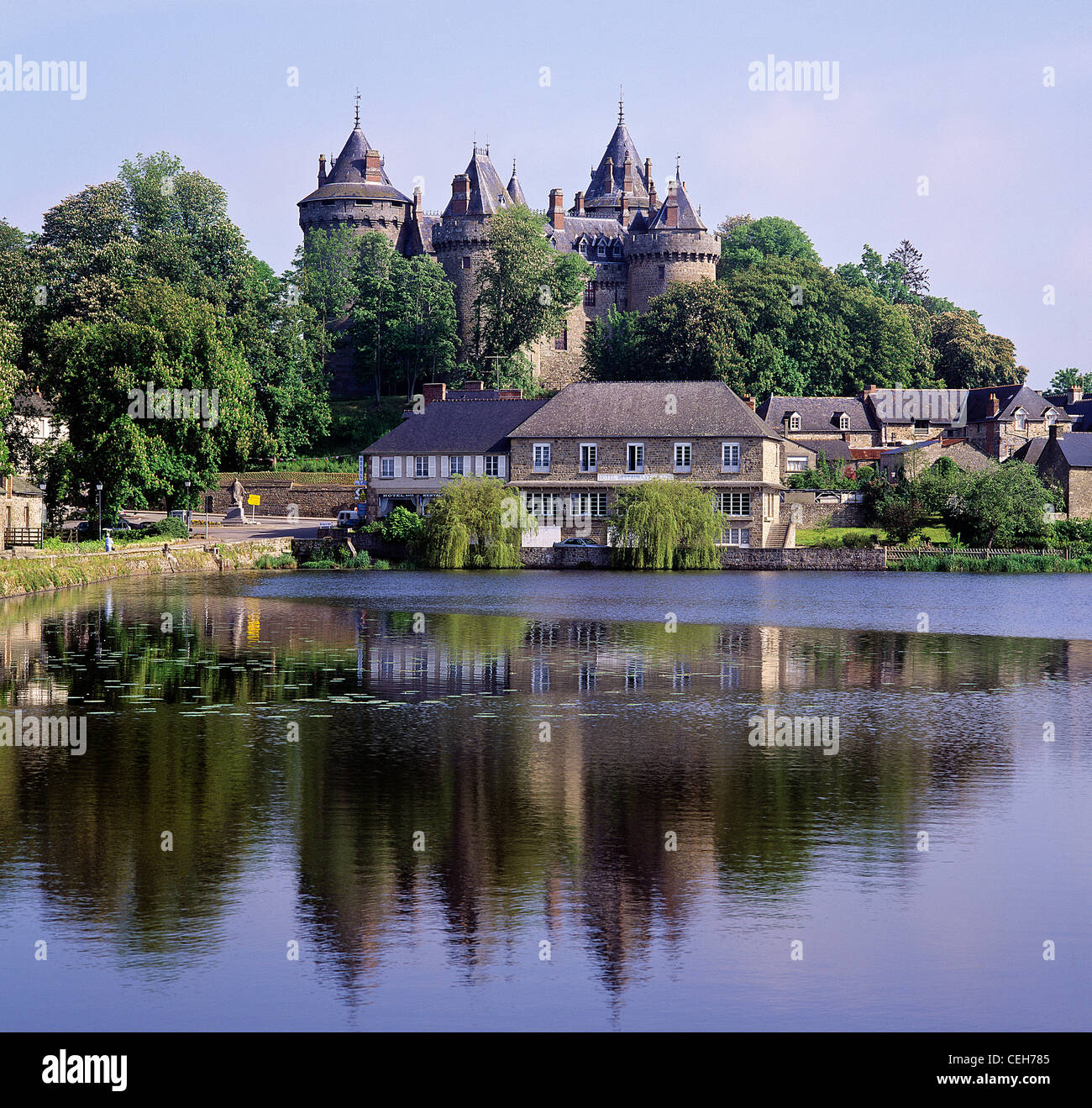 Brittany, Chateau Combourg, Lake Tranquille, Ille-et-Vilaine, Brittany, France Stock Photo