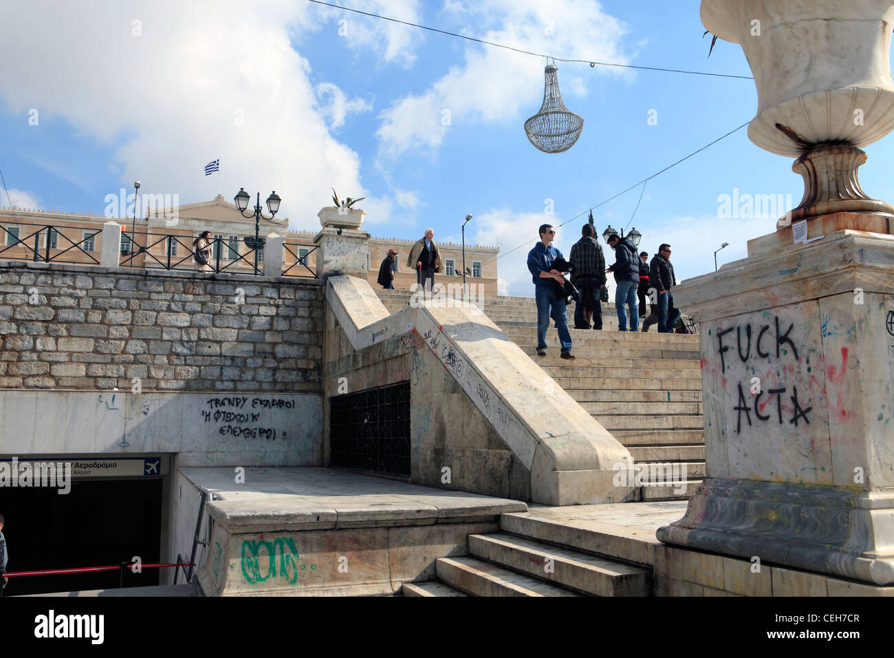 greece athens syntagma square graffiti Stock Photo