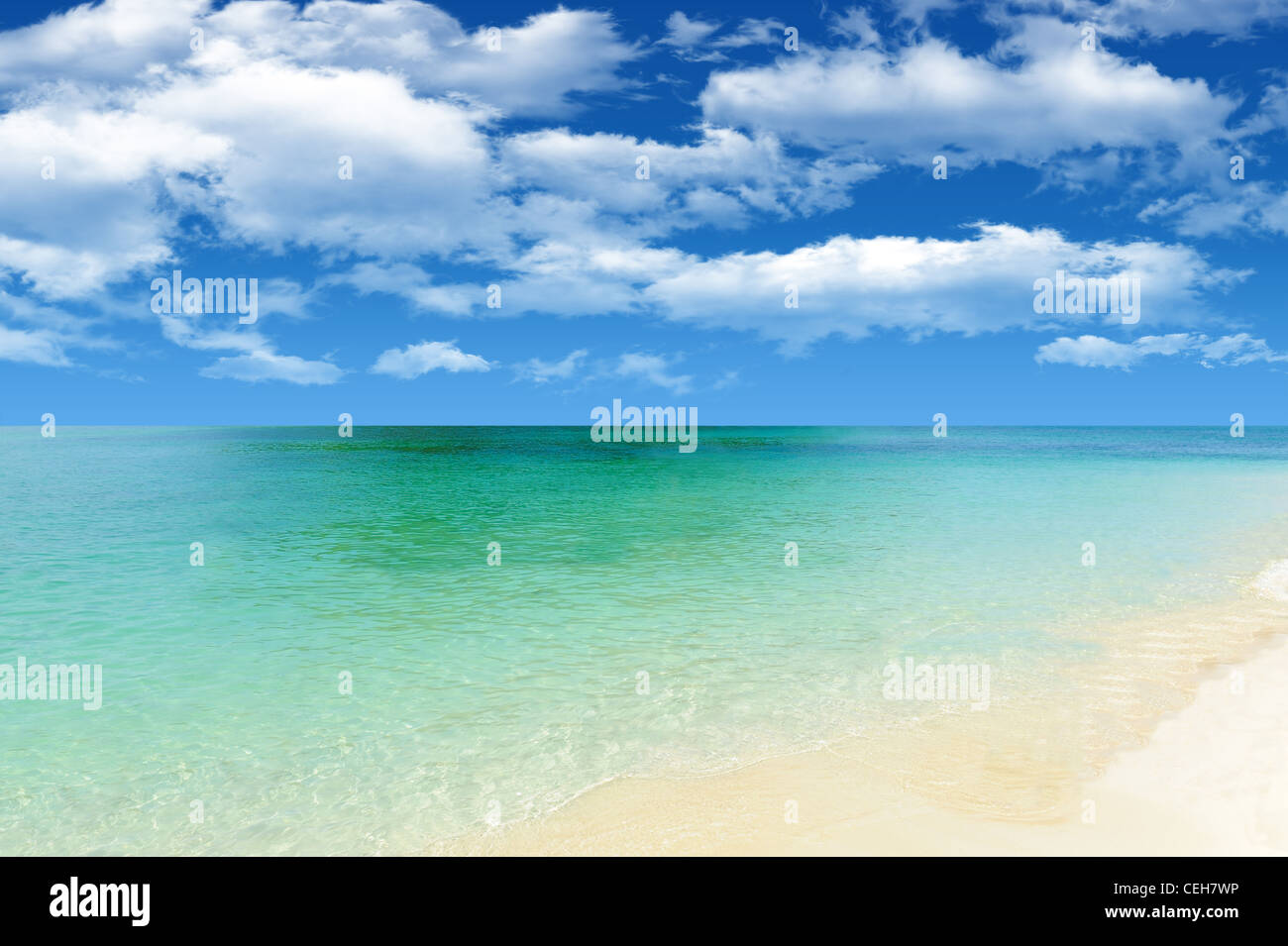 Beautiful remote beach with white sand Stock Photo