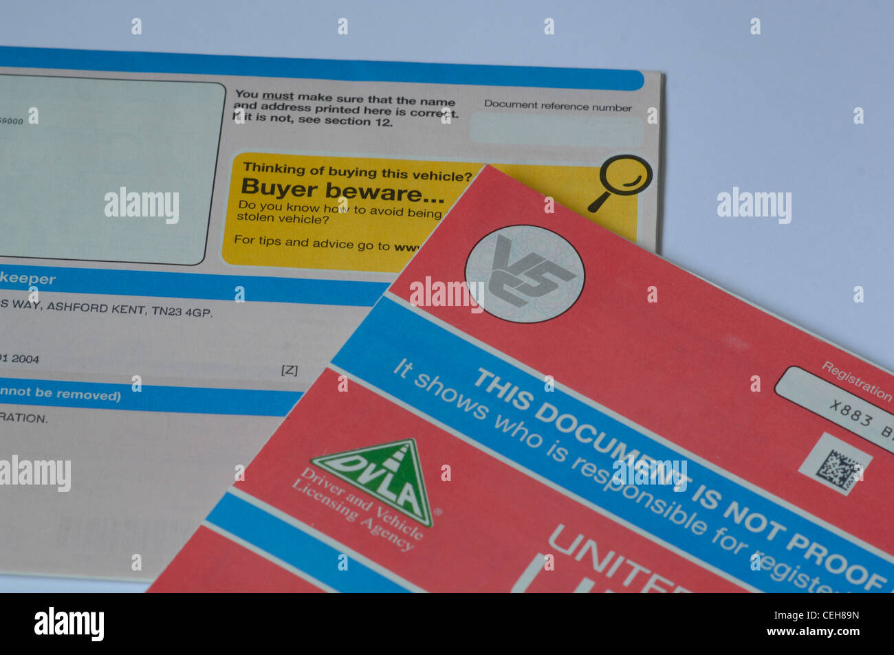 Vehicle Registration Document V5C Stock Photo Alamy