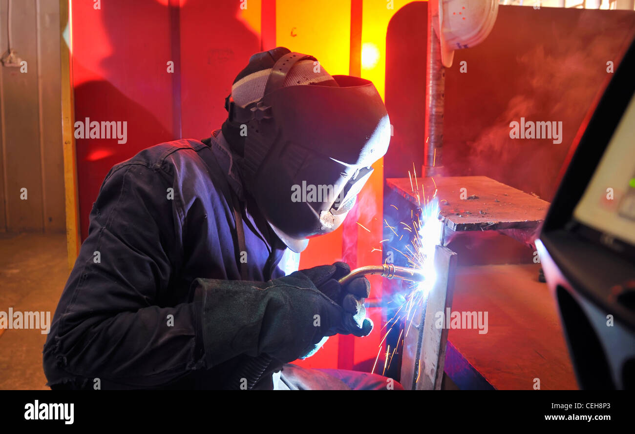 welding with mig-mag method Stock Photo