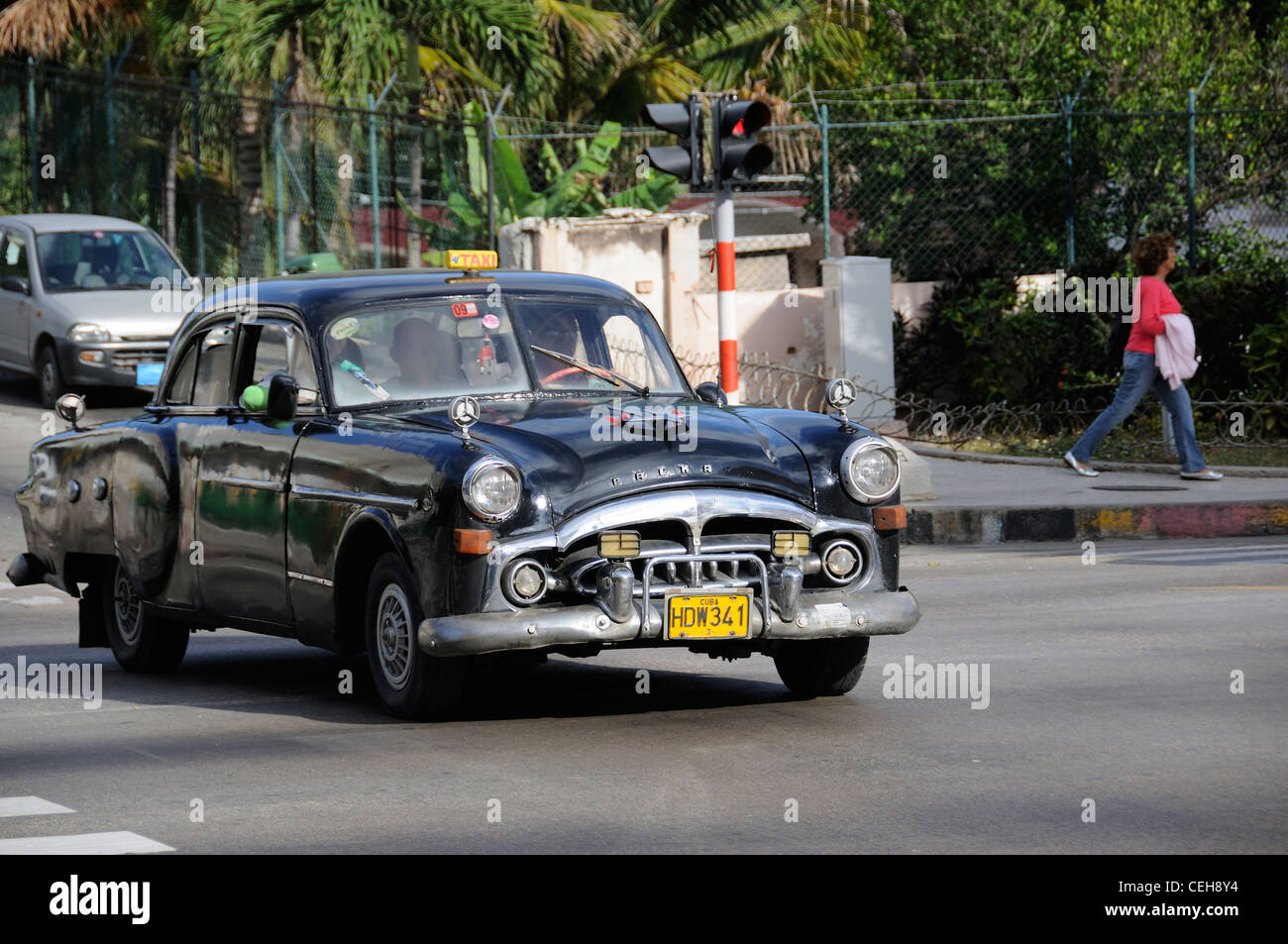 old car in Havanna, Habana, Cuba, Caribbean Stock Photo