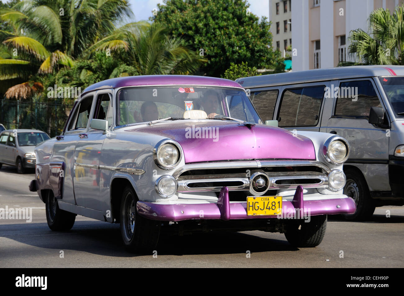 old car in Havanna, Habana, Cuba, Caribbean Stock Photo