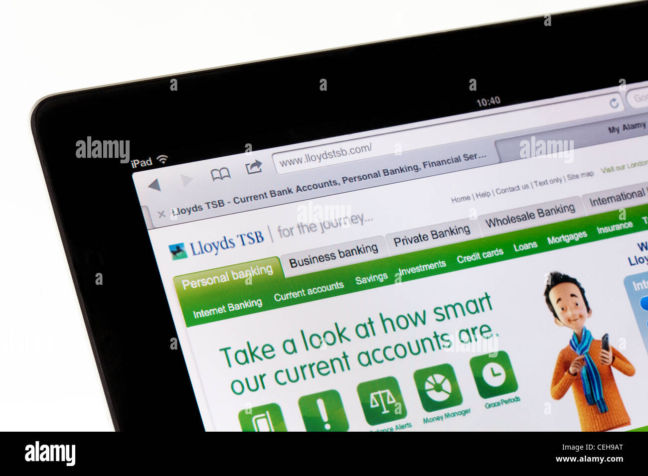 Lloyds TSB Bank website for internet banking online, on an Apple iPad 2 Stock Photo