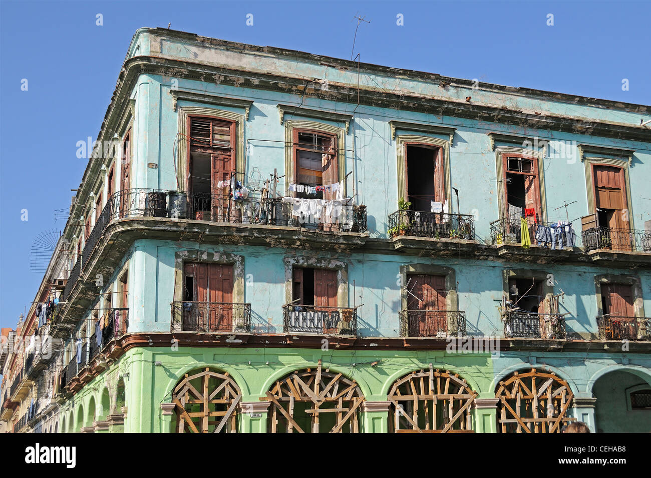 colorful old house in Havana, La Habana, capital city of Havana, Cuba ...