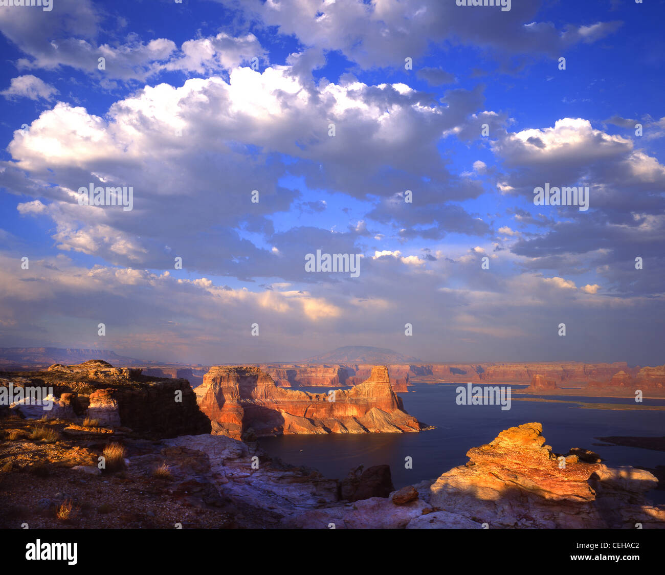 Clouds over Gunsight Butte in Gunsight Bay in Lake Powell in Glen