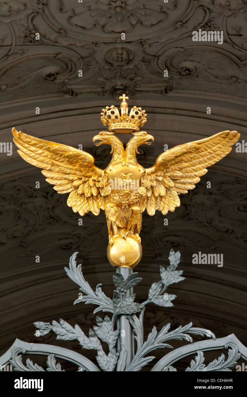 gold double eagle on the gate of the Hermitage Stock Photo