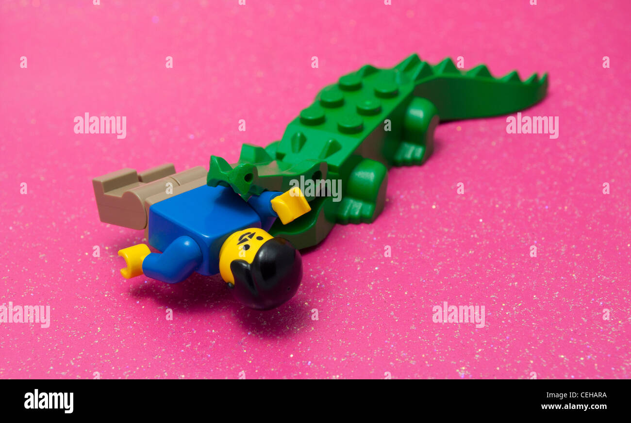 Lego man-eating crocodile Stock Photo