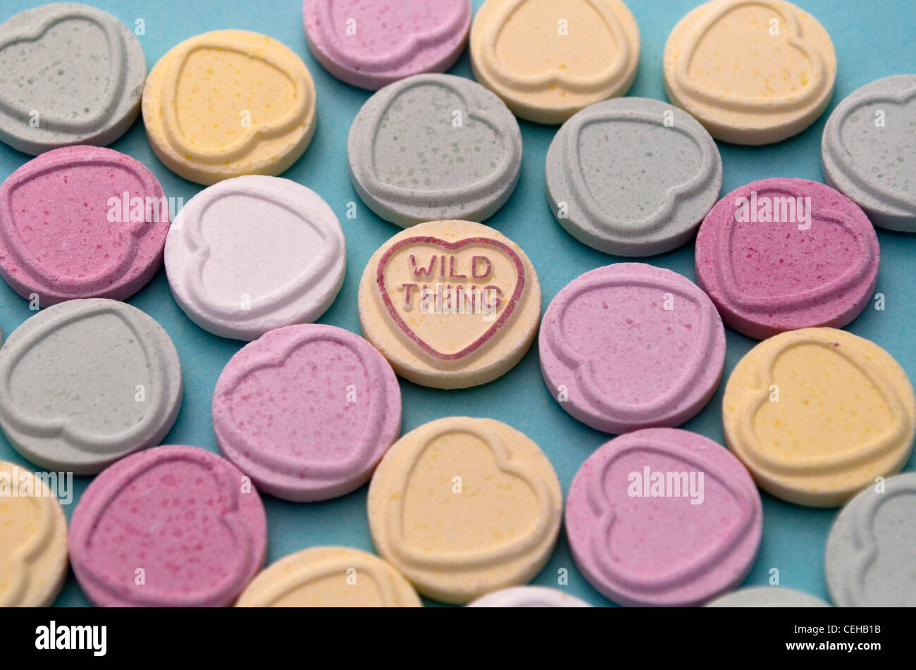 Love heart candy sweets; "Wild Thing Stock Photo Alamy